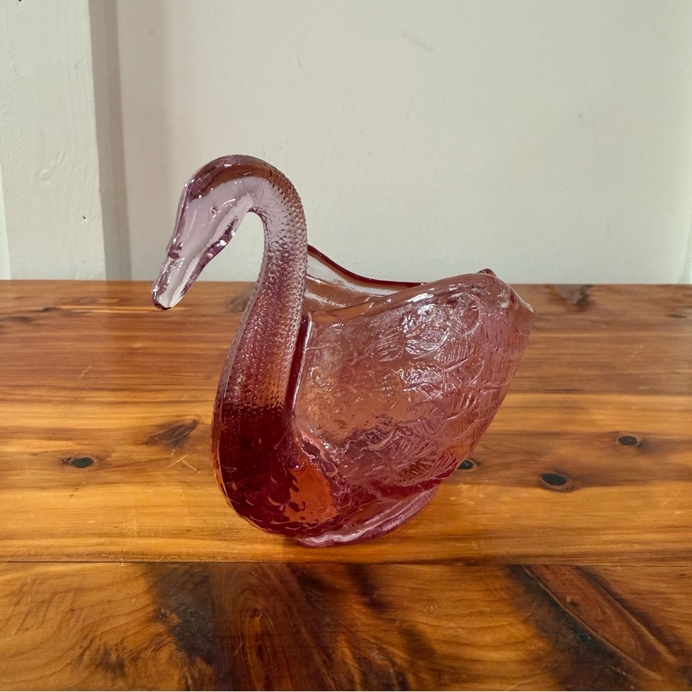 Fenton Art Glass Empress Rose Swan Trinket Dish - Picture 2 of 6